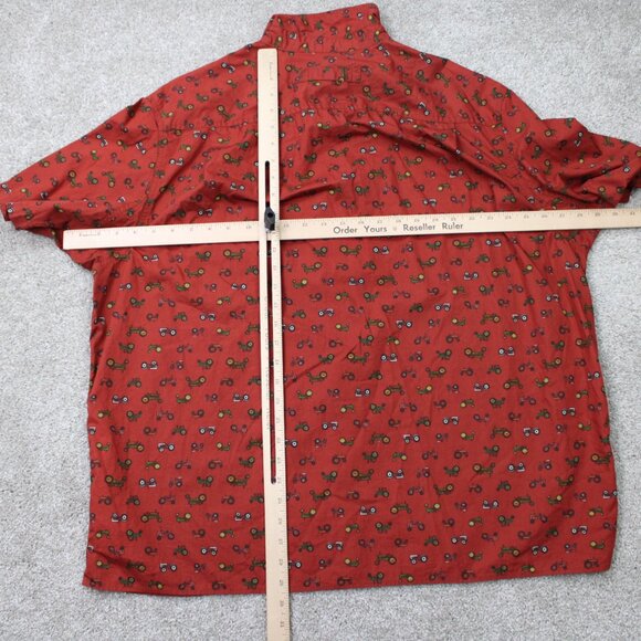 Duluth AOP Shirt Mens XL Orange BBQ Relaxed Fit Tractor All Over Print Untucked - Picture 11 of 14